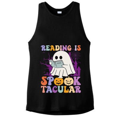 Teachers Students Halloween Reading Is Spook Tacular Ladies PosiCharge Tri-Blend Wicking Tank