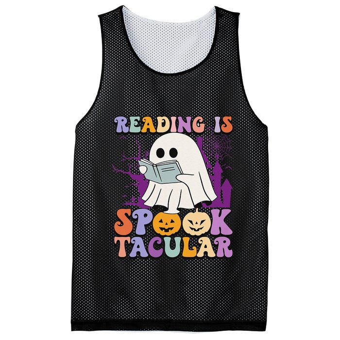 Teachers Students Halloween Reading Is Spook Tacular Mesh Reversible Basketball Jersey Tank