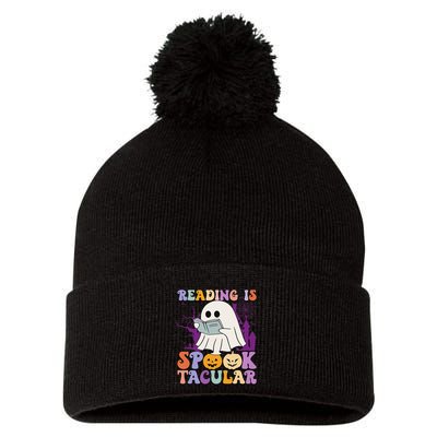Teachers Students Halloween Reading Is Spook Tacular Pom Pom 12in Knit Beanie