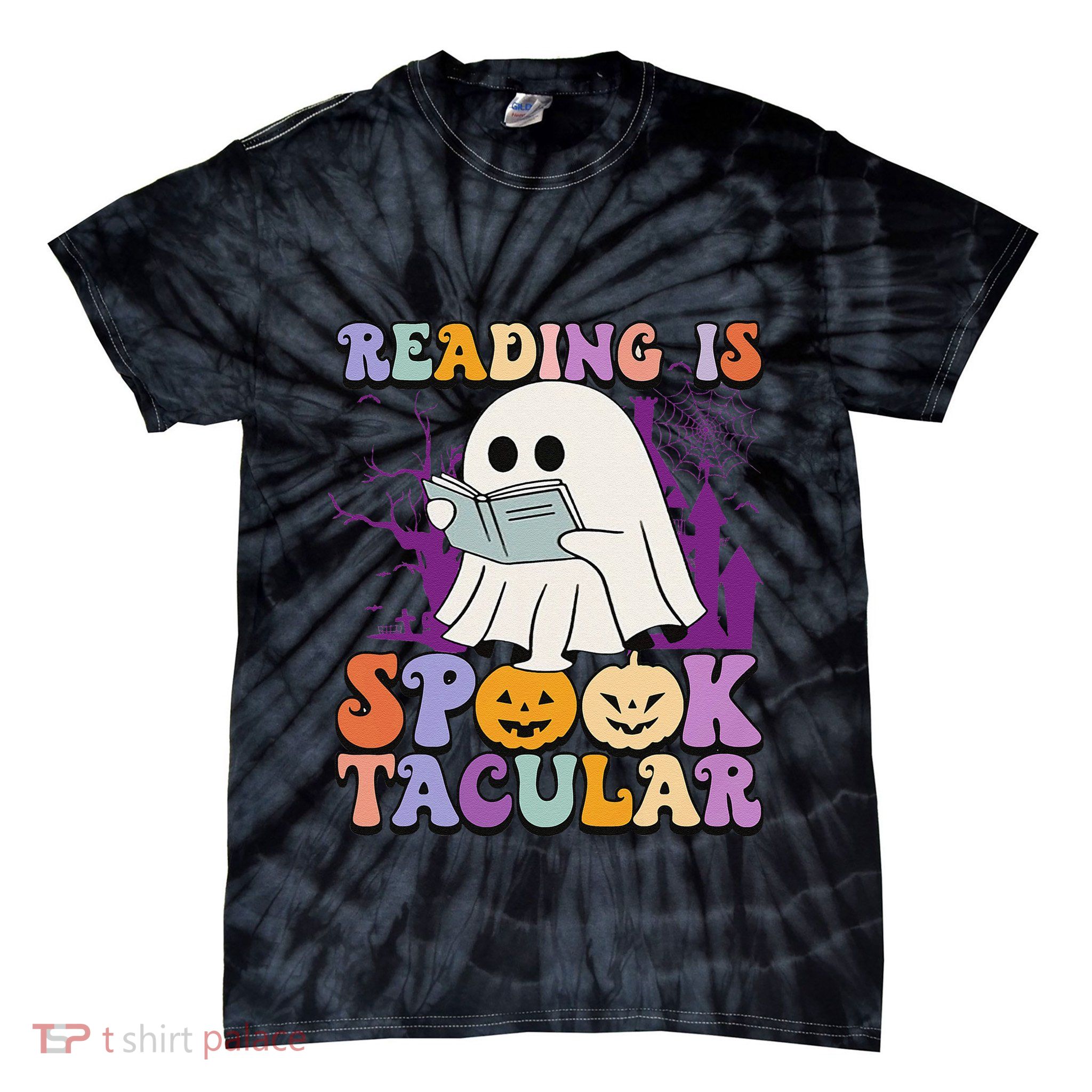Teachers Students Halloween Reading Is Spook Tacular Tie-Dye T-Shirt