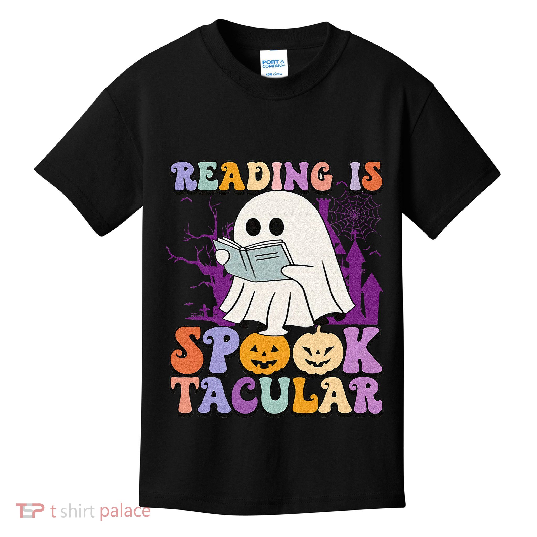Teachers Students Halloween Reading Is Spook Tacular Kids T-Shirt