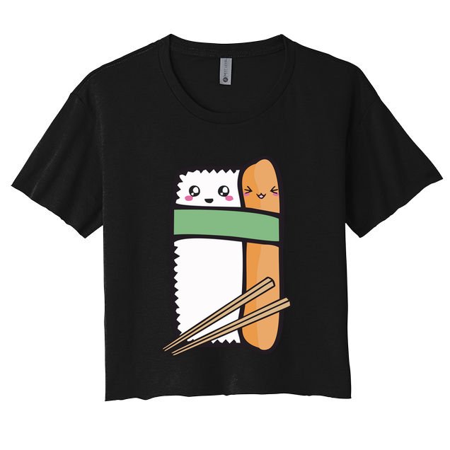 Tuna Sushi Hug Gift Kawaii Japanese Sushi Lover Cool Gift Women's Crop Top Tee