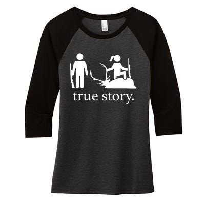 True Story Hunting Lover Hunter Women's Tri-Blend 3/4-Sleeve Raglan Shirt