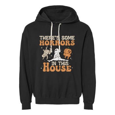 Theres Some Horrors In This House Halloween Pumpkin Ghost Garment-Dyed Fleece Hoodie