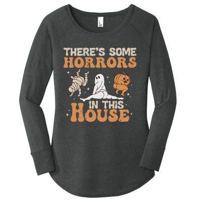 Theres Some Horrors In This House Halloween Pumpkin Ghost Women's Perfect Tri Tunic Long Sleeve Shirt