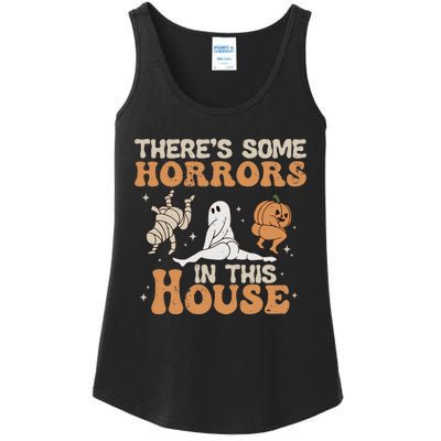 Theres Some Horrors In This House Halloween Pumpkin Ghost Ladies Essential Tank