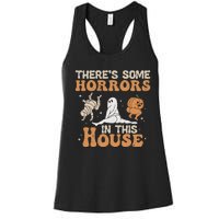 Theres Some Horrors In This House Halloween Pumpkin Ghost Women's Racerback Tank