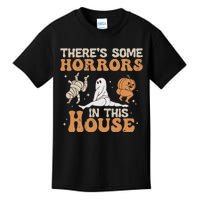 Theres Some Horrors In This House Halloween Pumpkin Ghost Kids T-Shirt