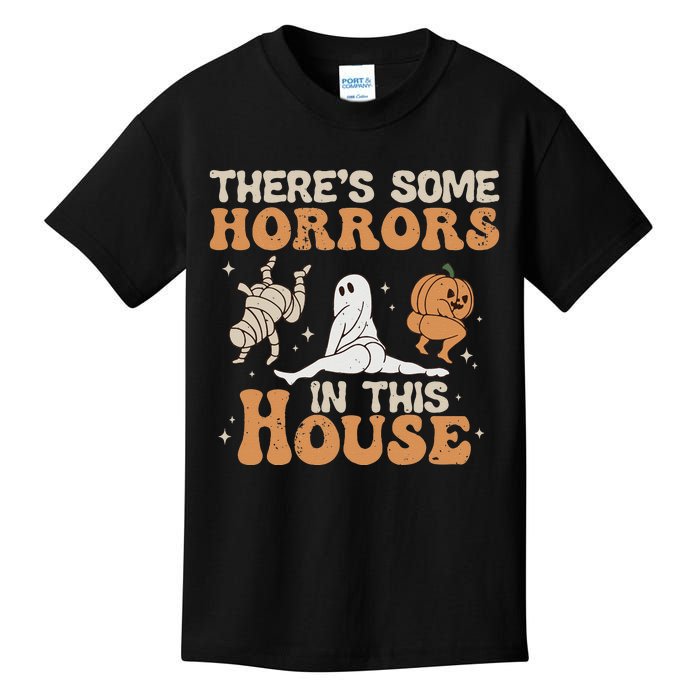 Theres Some Horrors In This House Halloween Pumpkin Ghost Kids T-Shirt