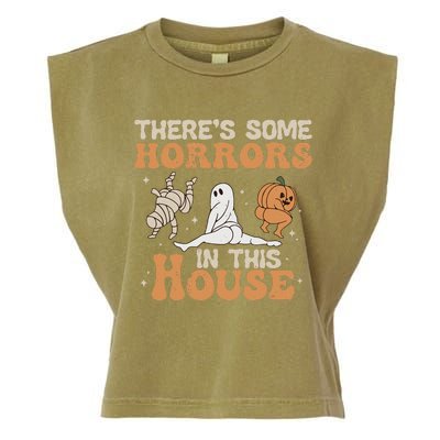 Theres Some Horrors In This House Halloween Pumpkin Ghost Garment-Dyed Women's Muscle Tee