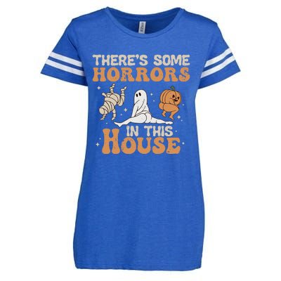 Theres Some Horrors In This House Halloween Pumpkin Ghost Enza Ladies Jersey Football T-Shirt