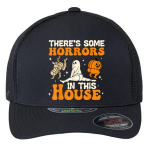 ThereS Some Horrors In This House Ghost Pumpkin Halloween Flexfit Unipanel Trucker Cap