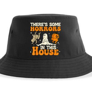 ThereS Some Horrors In This House Ghost Pumpkin Halloween Sustainable Bucket Hat