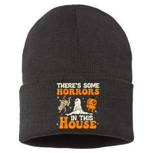 ThereS Some Horrors In This House Ghost Pumpkin Halloween Sustainable Knit Beanie