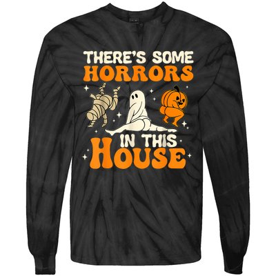 ThereS Some Horrors In This House Ghost Pumpkin Halloween Tie-Dye Long Sleeve Shirt