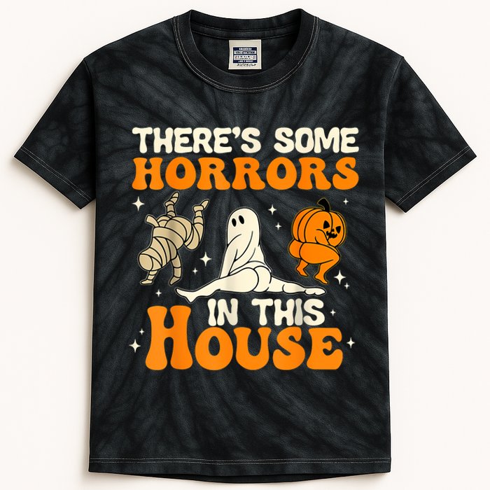 ThereS Some Horrors In This House Ghost Pumpkin Halloween Kids Tie-Dye T-Shirt