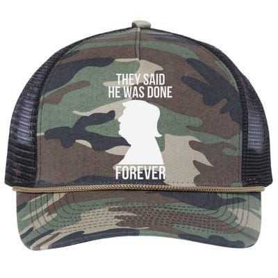 They Said He Was Done Forever Funny Trump Won 2024 Humor Retro Rope Trucker Hat Cap