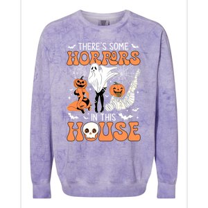 ThereS Some Horrors In This House Retro Halloween Funny Cute Gift Colorblast Crewneck Sweatshirt