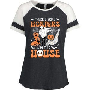 ThereS Some Horrors In This House Retro Halloween Funny Cute Gift Enza Ladies Jersey Colorblock Tee