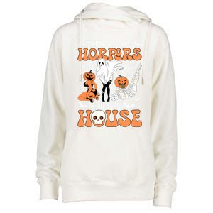 ThereS Some Horrors In This House Retro Halloween Funny Cute Gift Womens Funnel Neck Pullover Hood