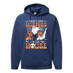 ThereS Some Horrors In This House Retro Halloween Funny Cute Gift Performance Fleece Hoodie