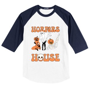 ThereS Some Horrors In This House Retro Halloween Funny Cute Gift Baseball Sleeve Shirt