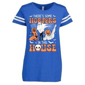 ThereS Some Horrors In This House Retro Halloween Funny Cute Gift Enza Ladies Jersey Football T-Shirt