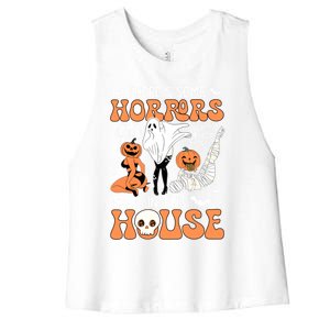 ThereS Some Horrors In This House Retro Halloween Funny Cute Gift Women's Racerback Cropped Tank