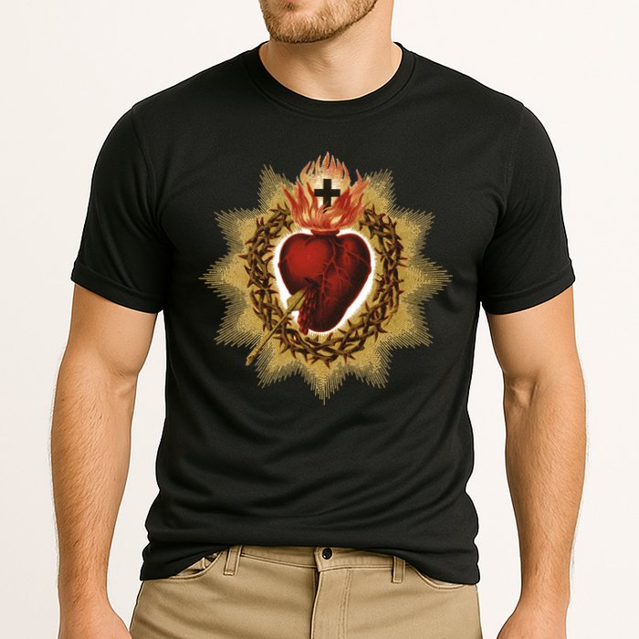 The Sacred Heart Of Jesus Catholic Icon Cooling Performance Crew T-Shirt