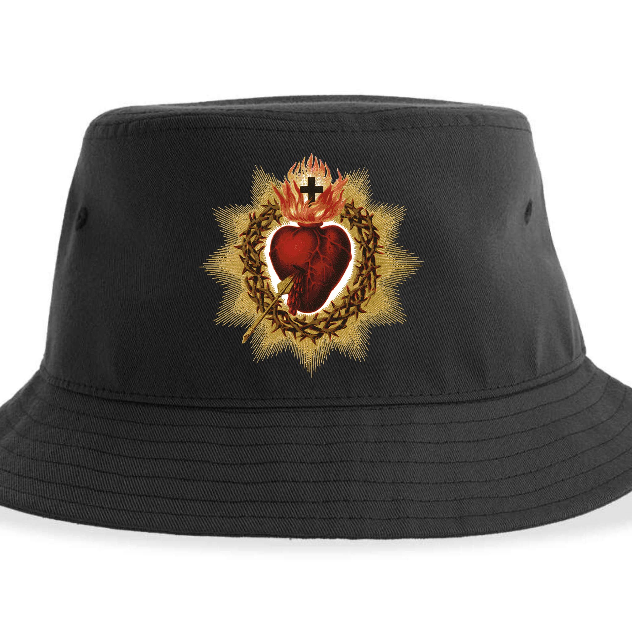 The Sacred Heart Of Jesus Catholic Icon Sustainable Bucket Hat