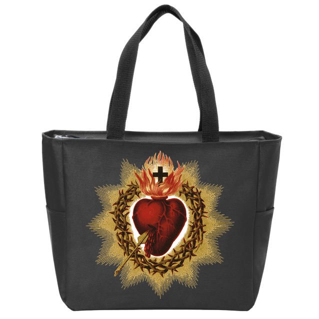 The Sacred Heart Of Jesus Catholic Icon Zip Tote Bag