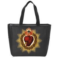 The Sacred Heart Of Jesus Catholic Icon Zip Tote Bag