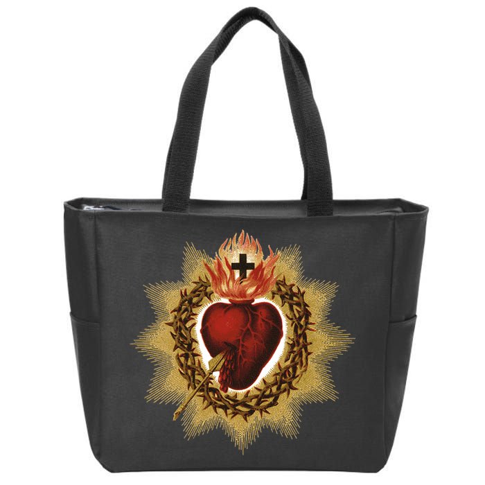 The Sacred Heart Of Jesus Catholic Icon Zip Tote Bag