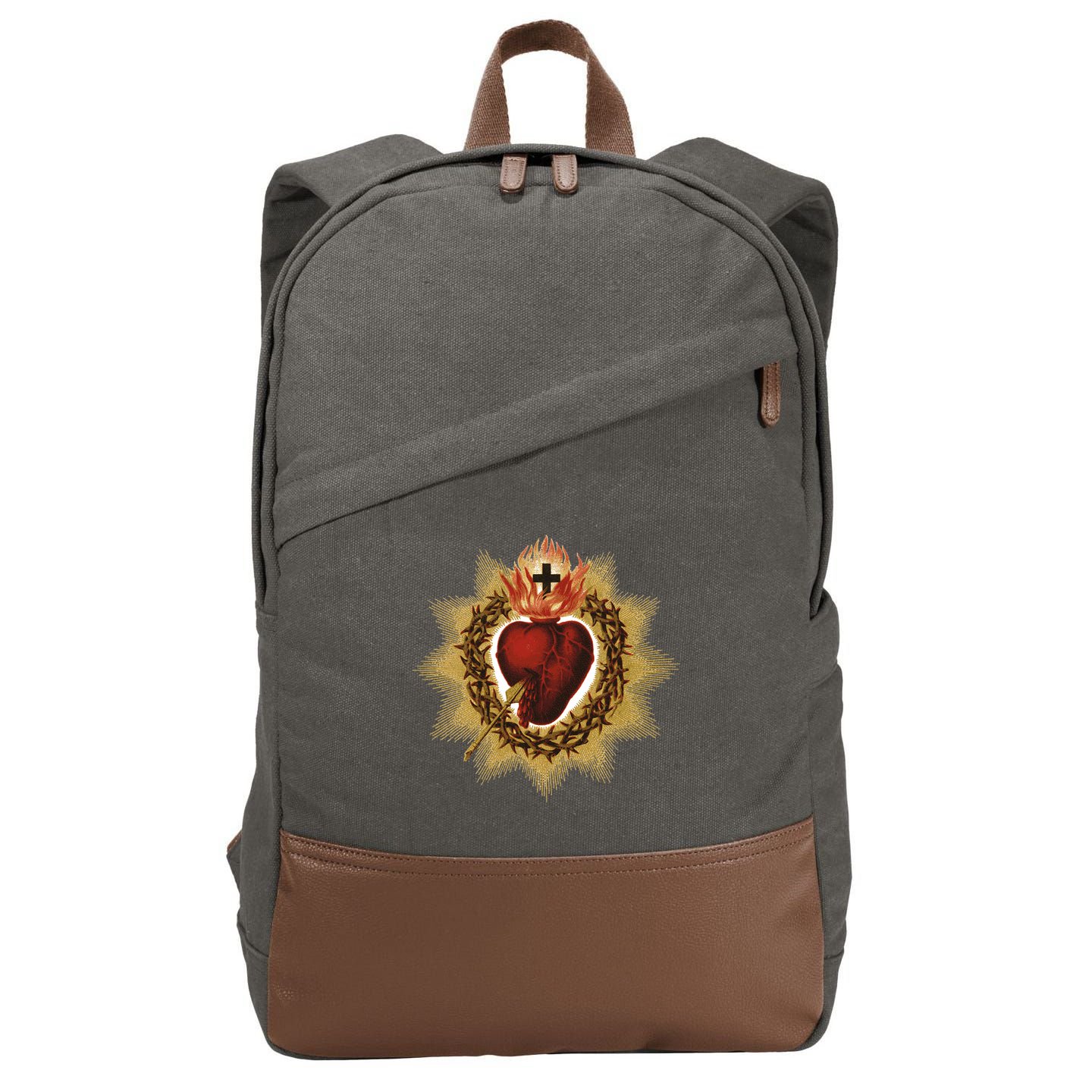 The Sacred Heart Of Jesus Catholic Icon Cotton Canvas Backpack