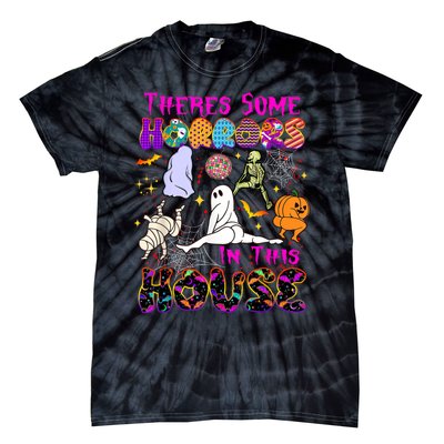 Theres Some Horrors In This House Ghost Pumpkin Halloween Tie-Dye T-Shirt