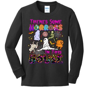 Theres Some Horrors In This House Ghost Pumpkin Halloween Kids Long Sleeve Shirt