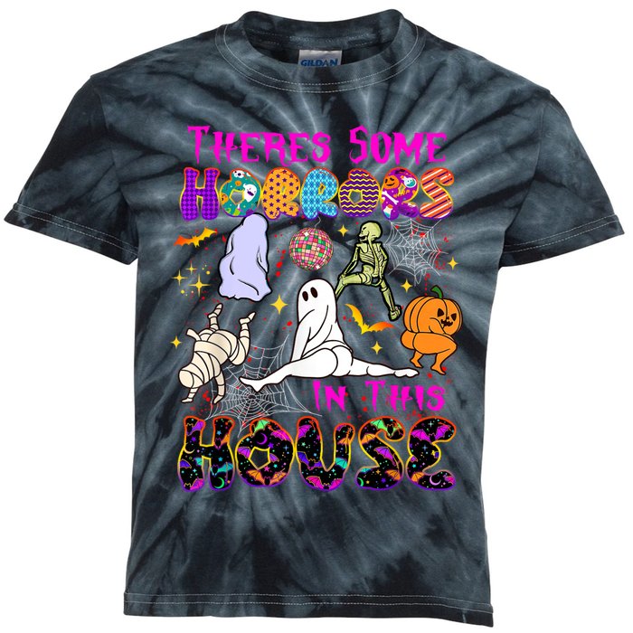 Theres Some Horrors In This House Ghost Pumpkin Halloween Kids Tie-Dye T-Shirt