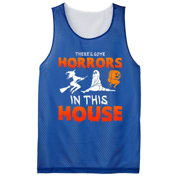 There's Some Horrors In This House Funny Humor Halloween Mesh Reversible Basketball Jersey Tank