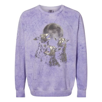 Three Sheeps Howling To The Moon Colorblast Crewneck Sweatshirt