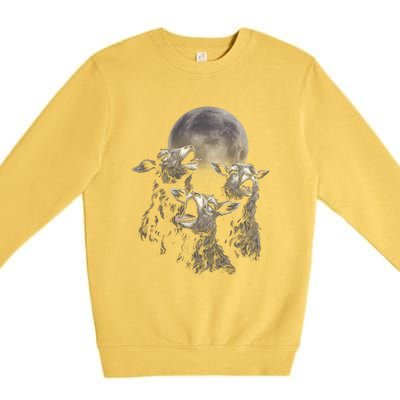 Three Sheeps Howling To The Moon Premium Crewneck Sweatshirt