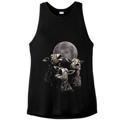 Three Sheeps Howling To The Moon Ladies PosiCharge Tri-Blend Wicking Tank