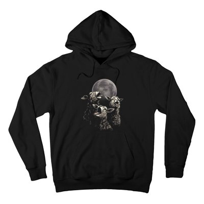 Three Sheeps Howling To The Moon Hoodie