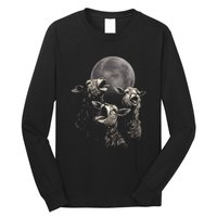 Three Sheeps Howling To The Moon Long Sleeve Shirt