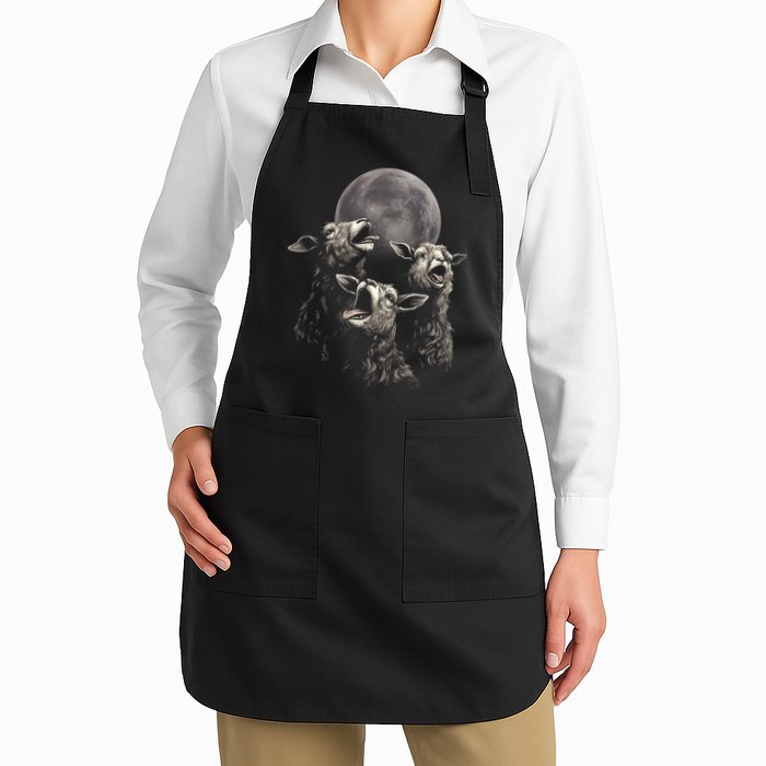 Three Sheeps Howling To The Moon Apron