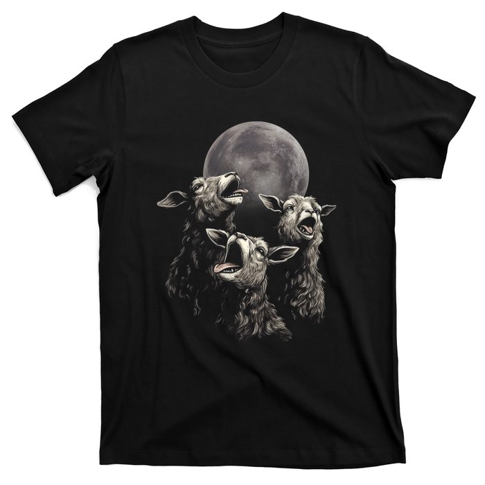 Three Sheeps Howling To The Moon T-Shirt