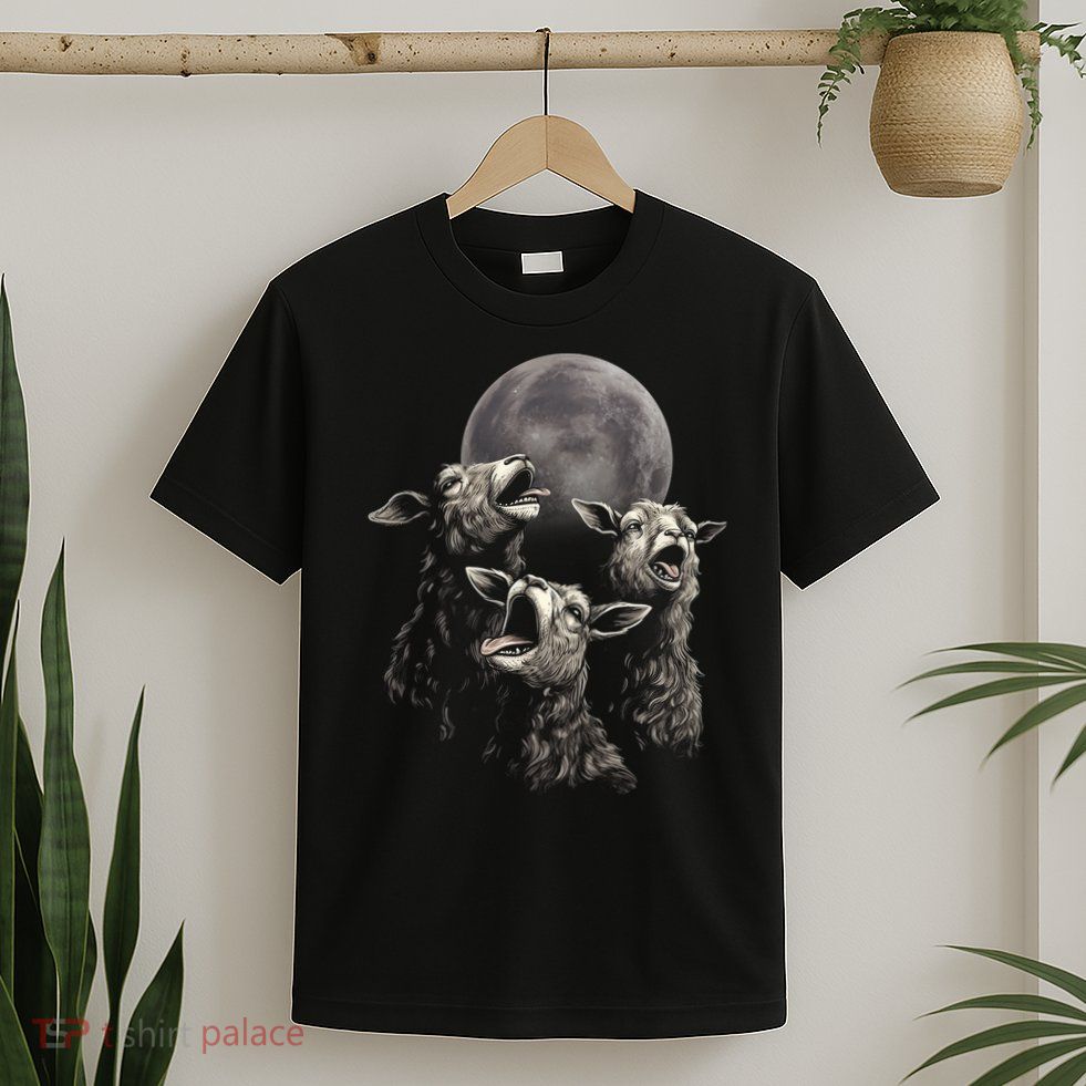Three Sheeps Howling To The Moon T-Shirt
