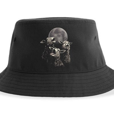 Three Sheeps Howling To The Moon Sustainable Bucket Hat