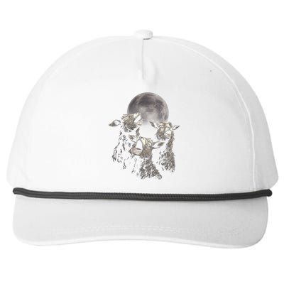 Three Sheeps Howling To The Moon Snapback Five-Panel Rope Hat