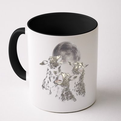 Three Sheeps Howling To The Moon Mug