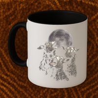Three Sheeps Howling To The Moon Mug
